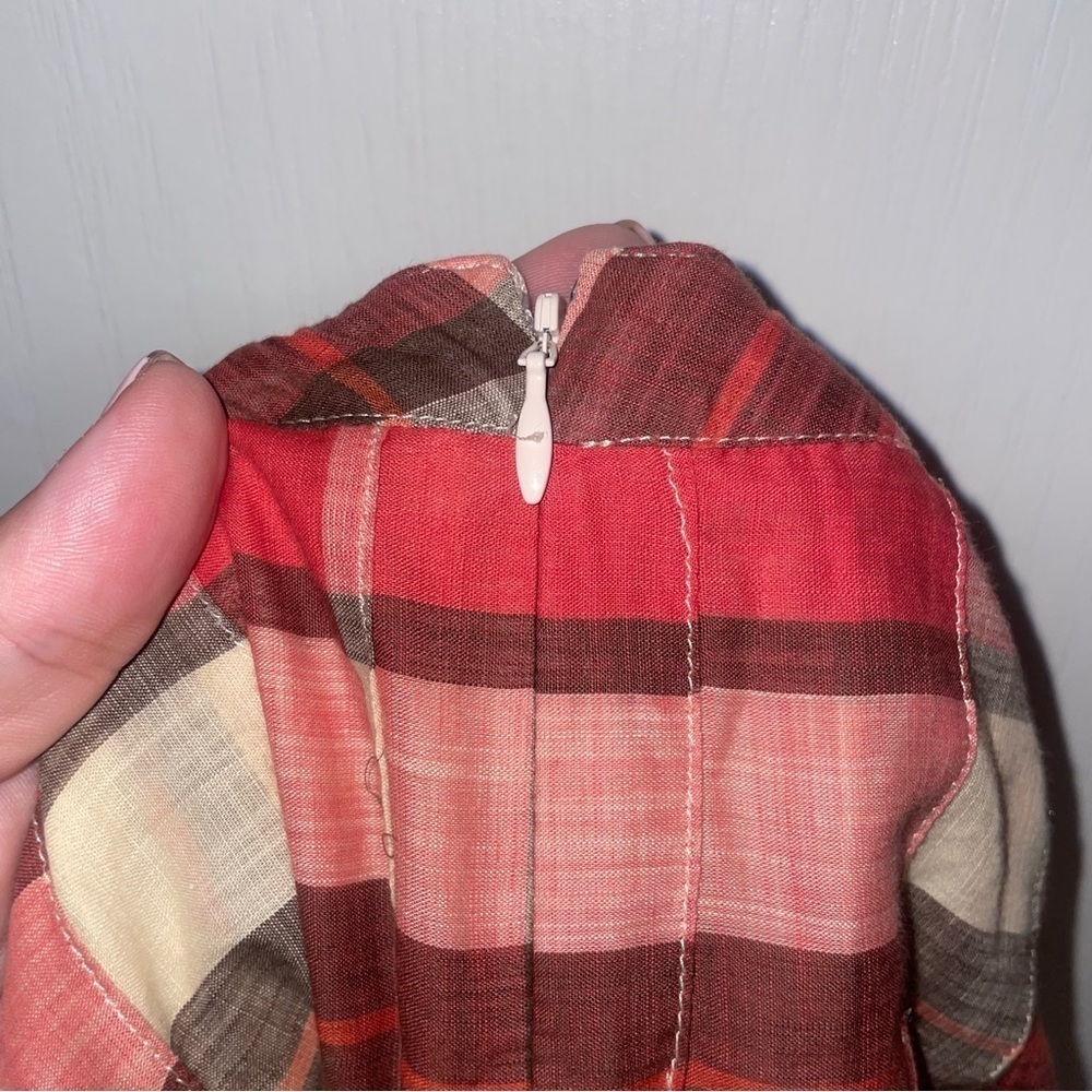 Talbots Ivory Brown Sienna Plaid Aline Skirt Size 8 Petite - Picture 5 of 5